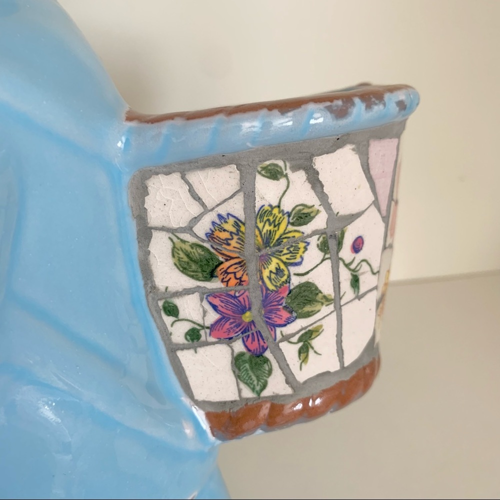 vintage Mosaic ceramic bunny planter - Picture 7 of 17